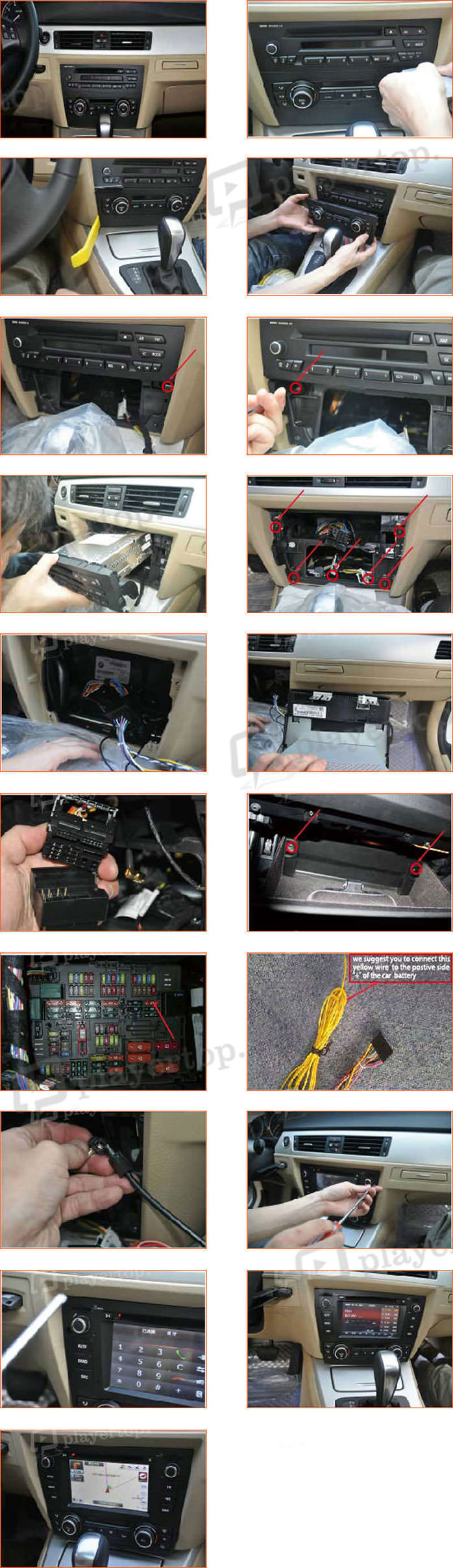 montage autoradio bmw e90 2005 2012